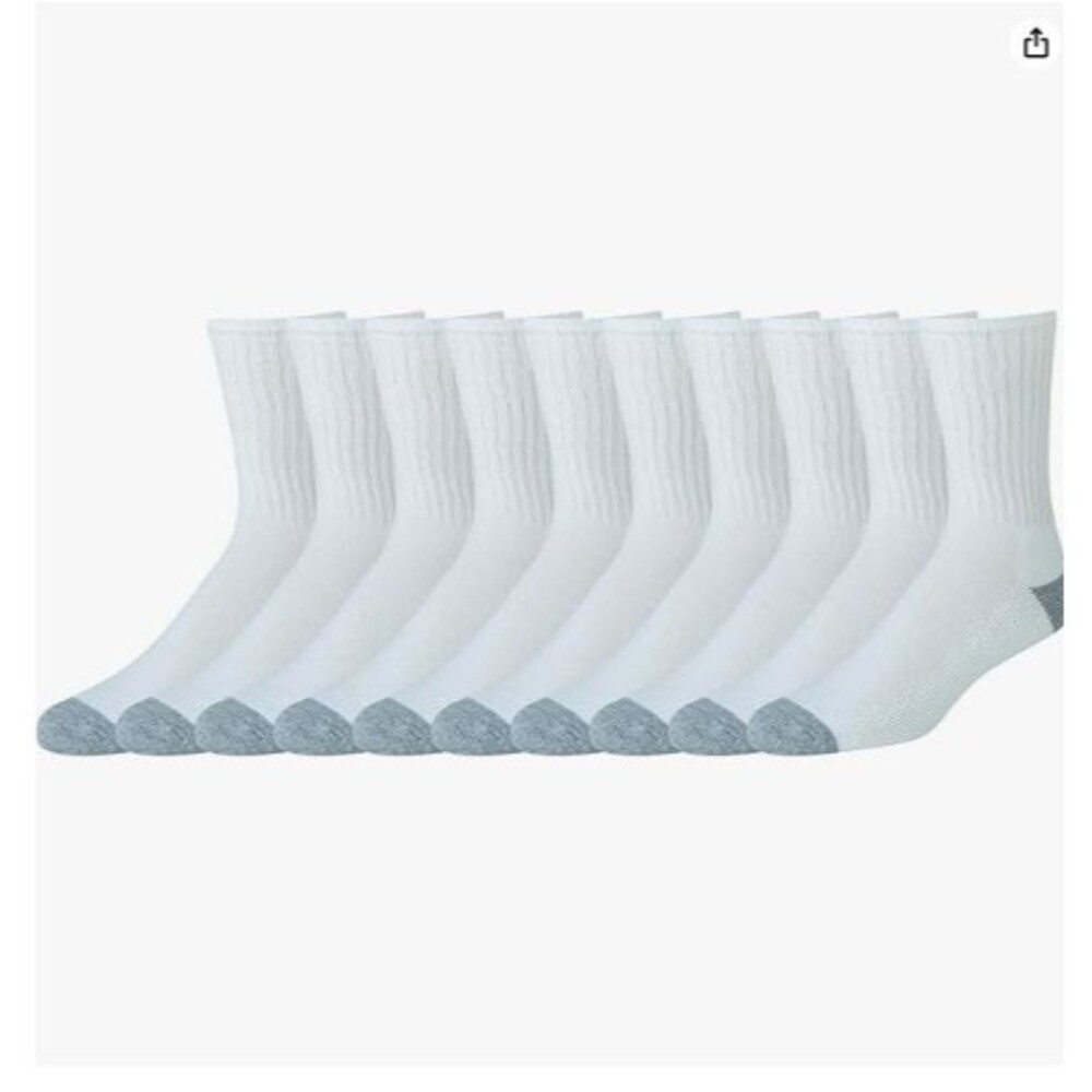 10-Pack Men's Cotton Crew Socks ,size 6-12, white,